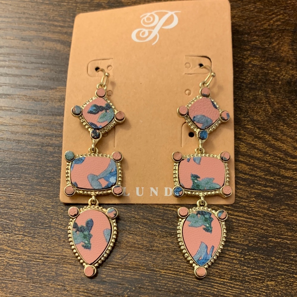 Plunder Pink and Blue Floral Drop Earrings